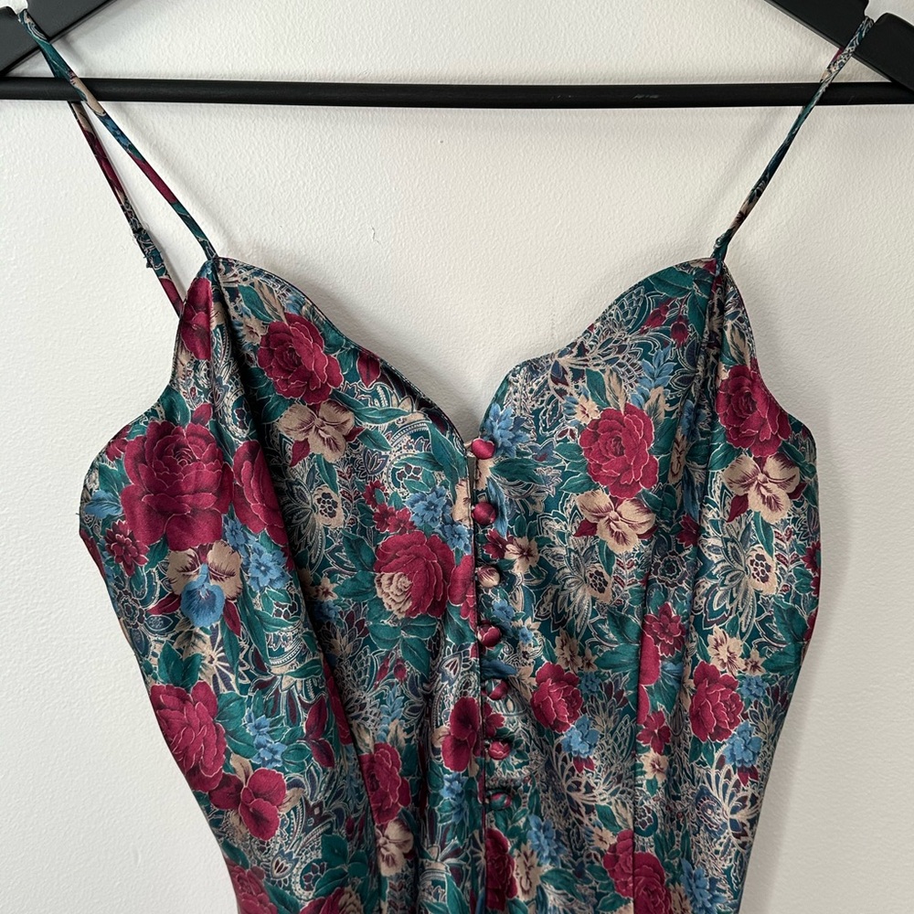 Vintage 90s Splendida for La SENZA Floral Satin Slip Romper 🌹